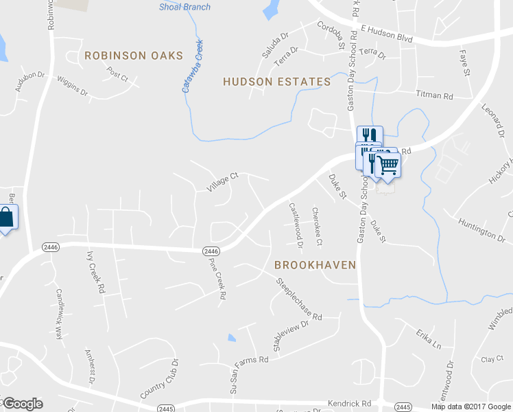map of restaurants, bars, coffee shops, grocery stores, and more near 2893 Old Well Lane in Gastonia
