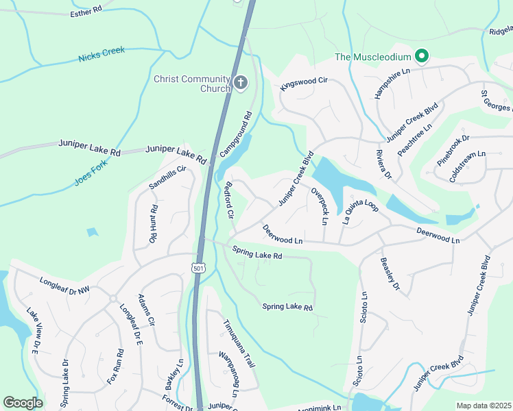 map of restaurants, bars, coffee shops, grocery stores, and more near 7 Belmont Court in Pinehurst