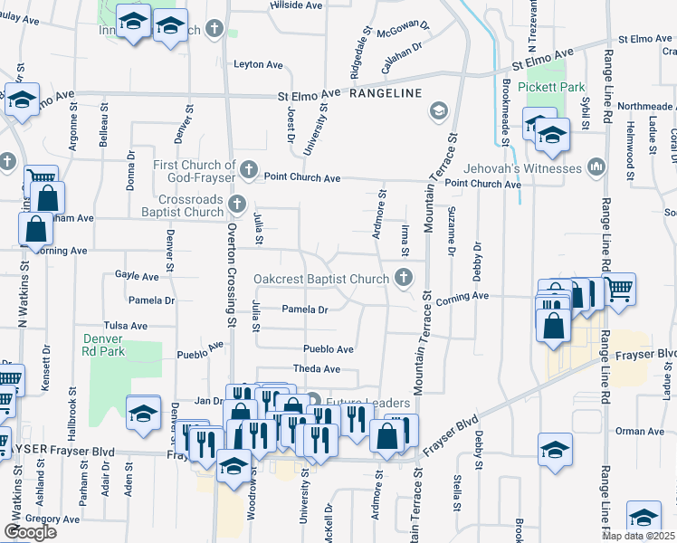 map of restaurants, bars, coffee shops, grocery stores, and more near 2240 Corning Avenue in Memphis