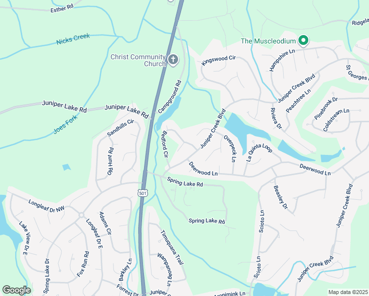 map of restaurants, bars, coffee shops, grocery stores, and more near 7 Belmont Court in Pinehurst
