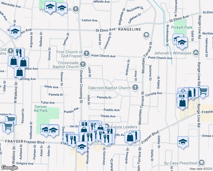 map of restaurants, bars, coffee shops, grocery stores, and more near 3628 University St in Memphis