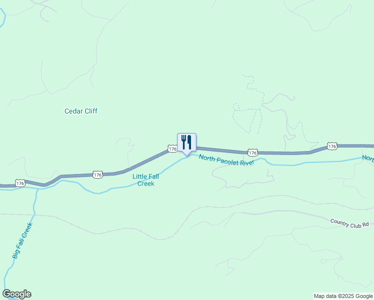 map of restaurants, bars, coffee shops, grocery stores, and more near 1895 U.S. 176 in Tryon