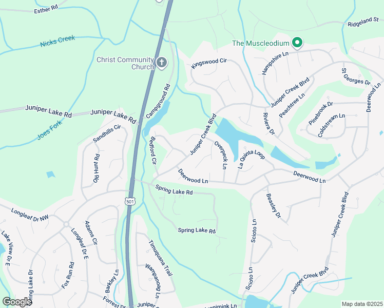 map of restaurants, bars, coffee shops, grocery stores, and more near 301 Juniper Creek Boulevard in Pinehurst