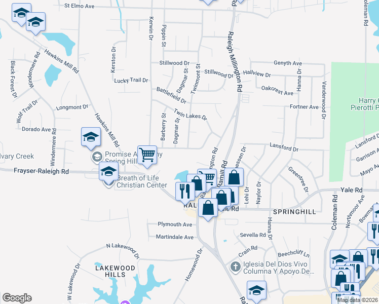 map of restaurants, bars, coffee shops, grocery stores, and more near 4017 Timberwood Dr in Memphis
