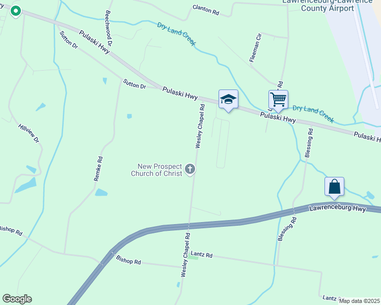 map of restaurants, bars, coffee shops, grocery stores, and more near 245 Wesley Chapel Road in Lawrenceburg