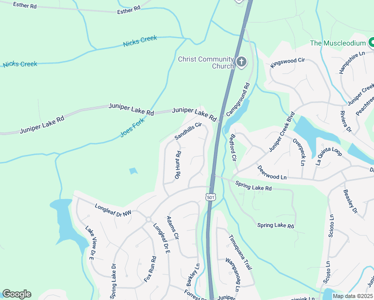 map of restaurants, bars, coffee shops, grocery stores, and more near 2 Old Hunt Place in Pinehurst