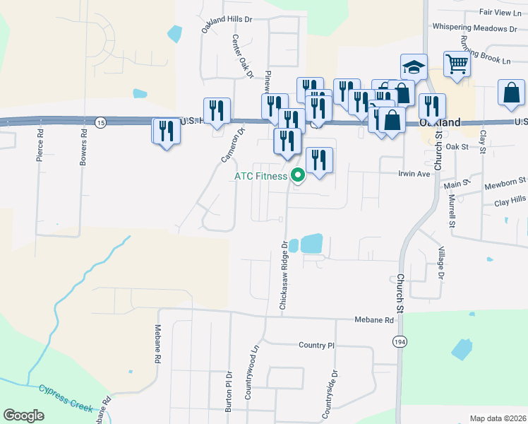 map of restaurants, bars, coffee shops, grocery stores, and more near 230 Choctaw Drive in Oakland