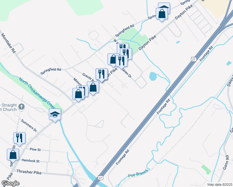 map of restaurants, bars, coffee shops, grocery stores, and more near 126 Eveningside Drive in Soddy-Daisy