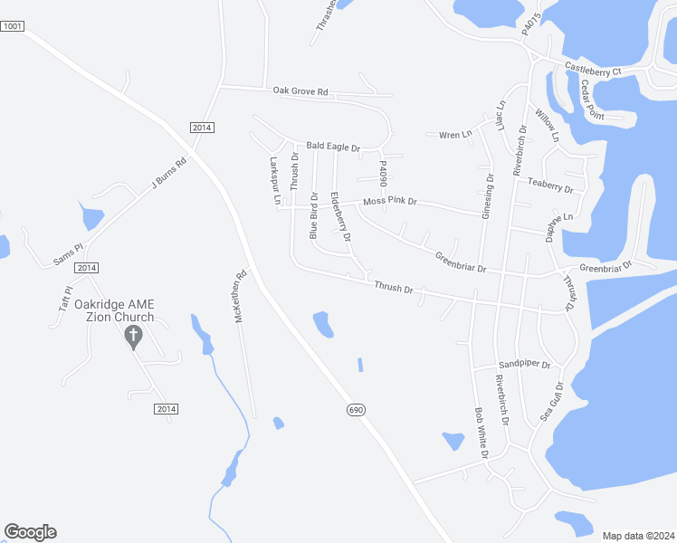 map of restaurants, bars, coffee shops, grocery stores, and more near 881 Thrush Drive in Vass