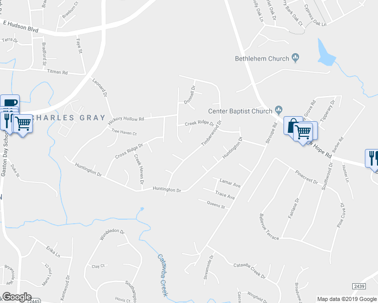 map of restaurants, bars, coffee shops, grocery stores, and more near 4387 Timberwood Drive in Gastonia