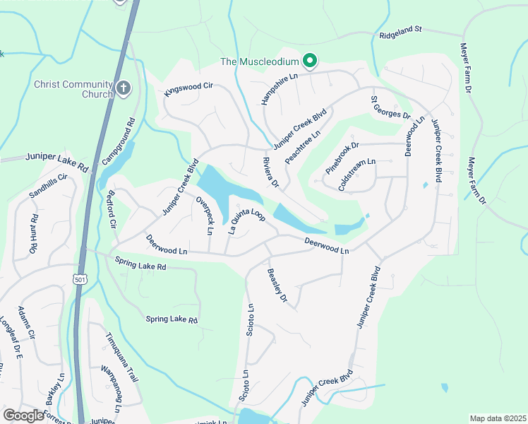 map of restaurants, bars, coffee shops, grocery stores, and more near 25 La Quinta Loop in Pinehurst