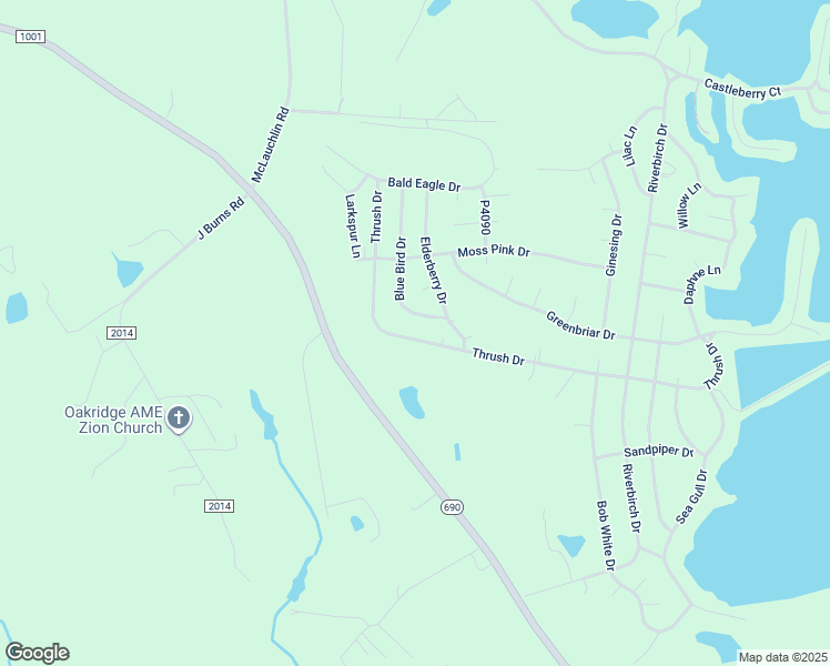 map of restaurants, bars, coffee shops, grocery stores, and more near 873 Thrush Drive in Vass