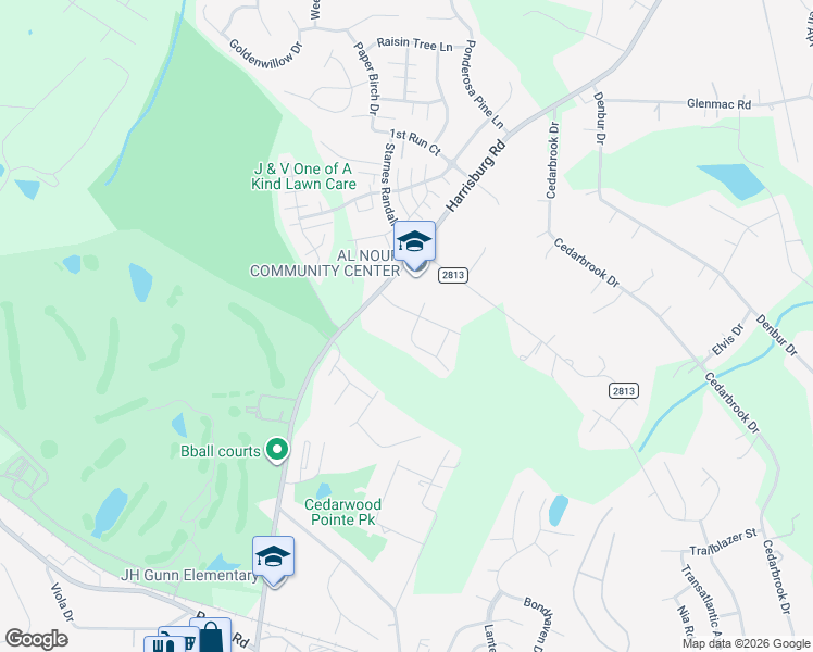 map of restaurants, bars, coffee shops, grocery stores, and more near 8126 Harrisburg Road in Charlotte