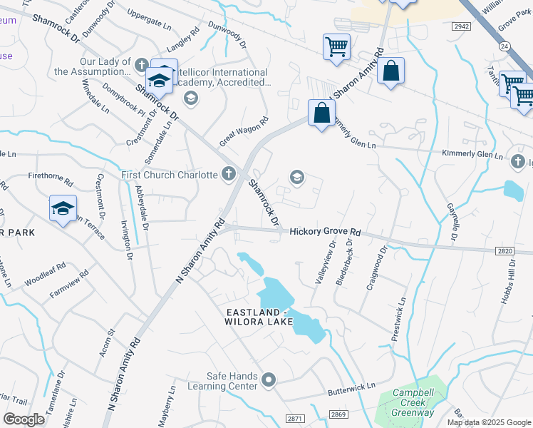 map of restaurants, bars, coffee shops, grocery stores, and more near 4908 Alice Orr Drive in Charlotte
