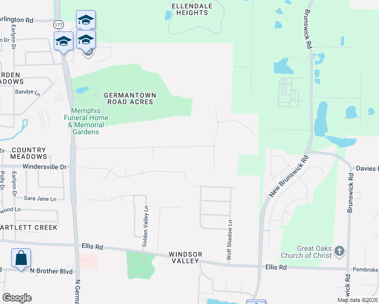 map of restaurants, bars, coffee shops, grocery stores, and more near 8405 Bon Lin Drive in Memphis