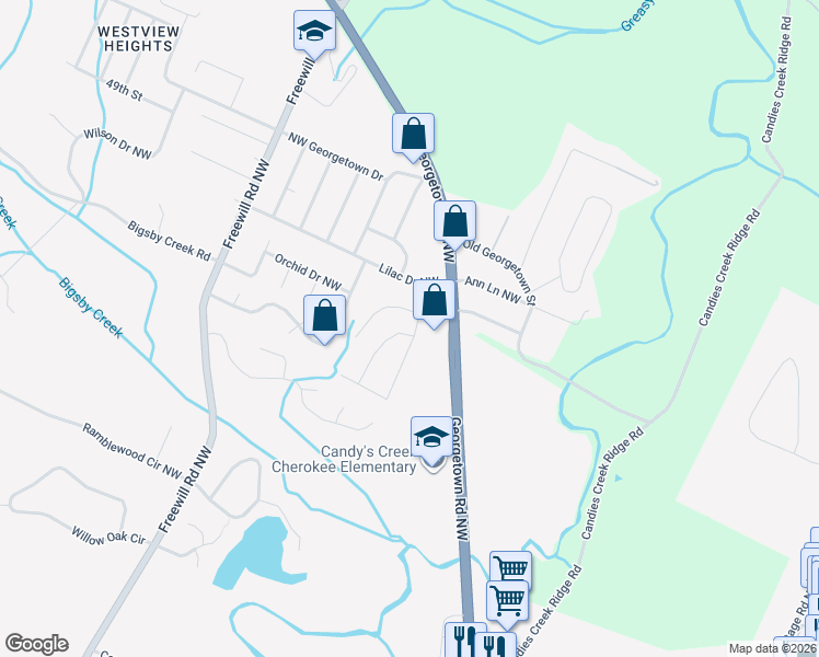 map of restaurants, bars, coffee shops, grocery stores, and more near 4585 Marie Circle Northwest in Cleveland