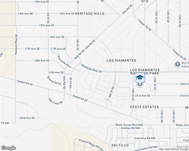 map of restaurants, bars, coffee shops, grocery stores, and more near 628 19th Avenue Southeast in Rio Rancho