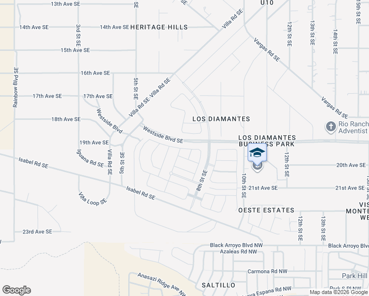 map of restaurants, bars, coffee shops, grocery stores, and more near 712 19th Avenue Southeast in Rio Rancho
