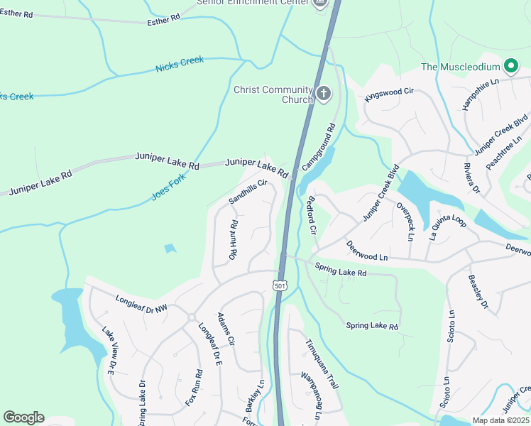 map of restaurants, bars, coffee shops, grocery stores, and more near 135 Sandhills Circle in Pinehurst