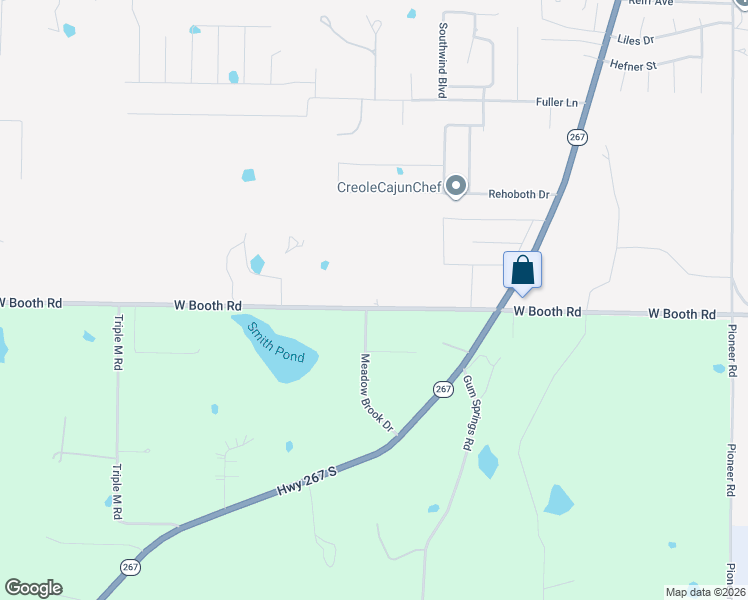 map of restaurants, bars, coffee shops, grocery stores, and more near 1116 West Booth Road in Searcy