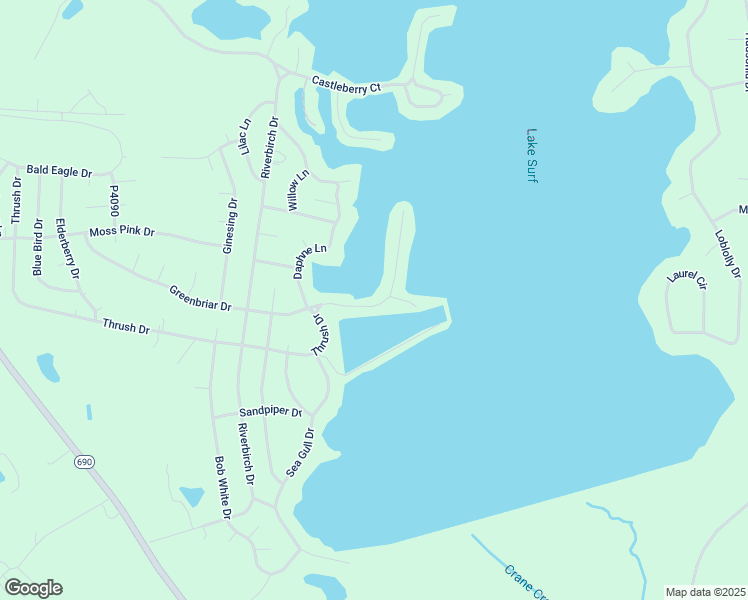map of restaurants, bars, coffee shops, grocery stores, and more near 1165 Greenbriar Drive in Vass