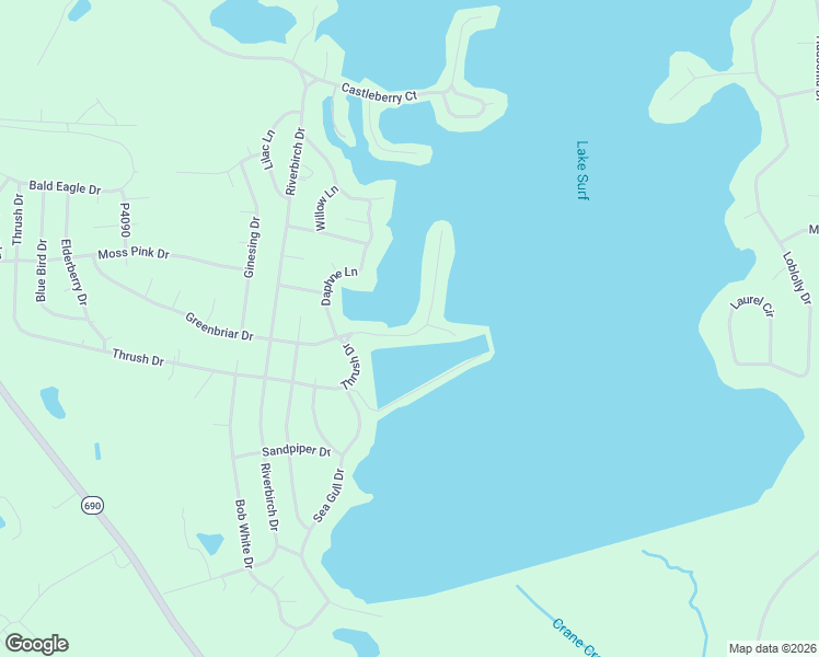 map of restaurants, bars, coffee shops, grocery stores, and more near 1172 Greenbriar Drive in Vass
