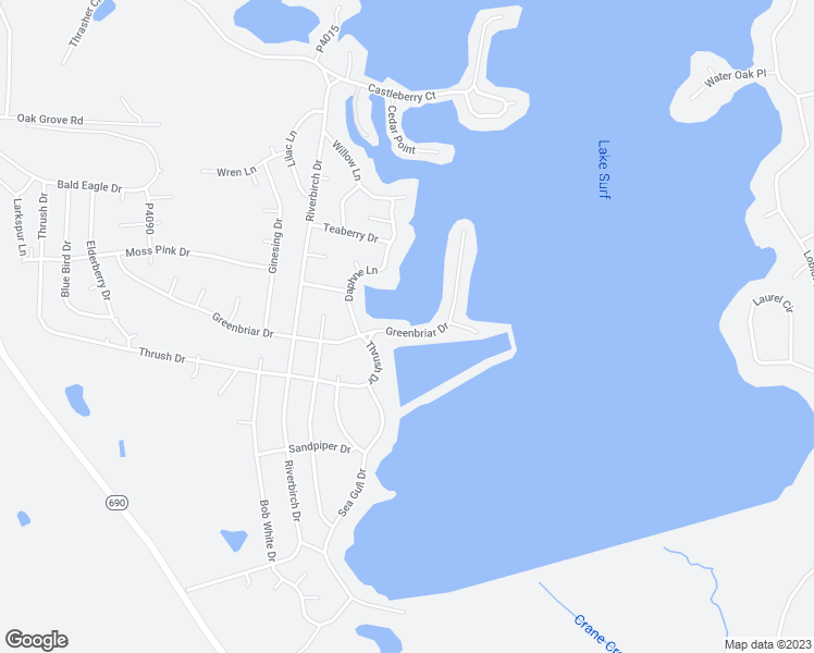 map of restaurants, bars, coffee shops, grocery stores, and more near 1143 Greenbriar Drive in Vass