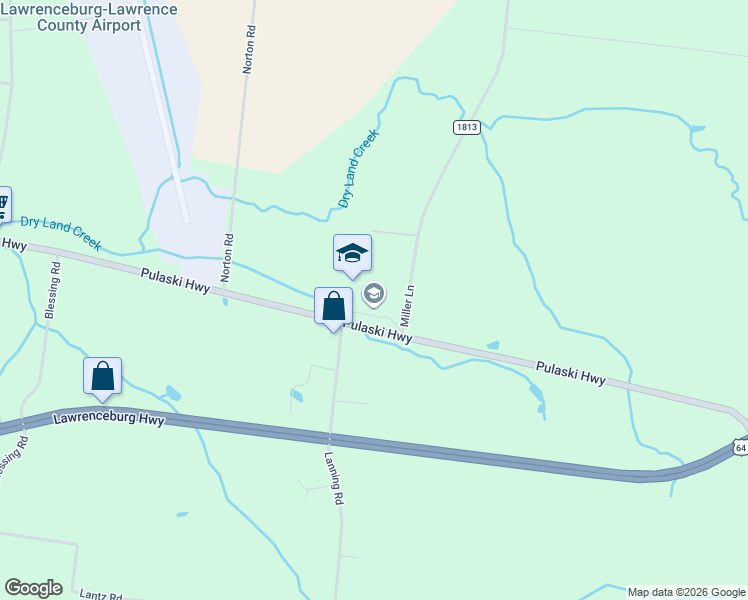 map of restaurants, bars, coffee shops, grocery stores, and more near 4490 Pulaski Highway in Lawrenceburg