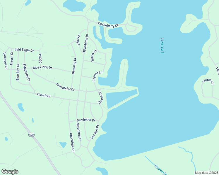 map of restaurants, bars, coffee shops, grocery stores, and more near 1143 Greenbriar Drive in Vass