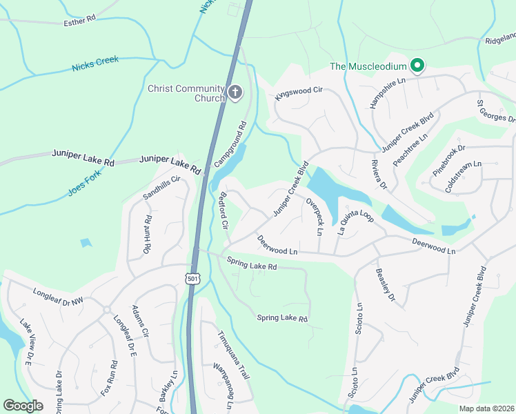 map of restaurants, bars, coffee shops, grocery stores, and more near 28 Bedford Circle in Pinehurst