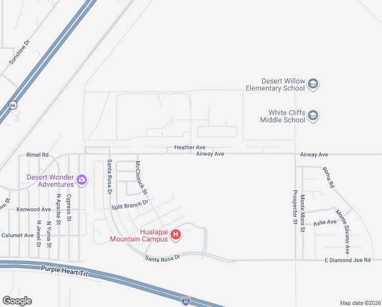 map of restaurants, bars, coffee shops, grocery stores, and more near 3694 Airway Avenue in Kingman
