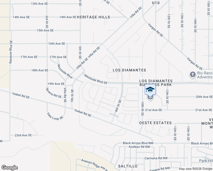map of restaurants, bars, coffee shops, grocery stores, and more near 712 19th Avenue Southeast in Rio Rancho