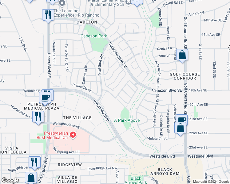 map of restaurants, bars, coffee shops, grocery stores, and more near 2003 Cortina Loop Southeast in Rio Rancho