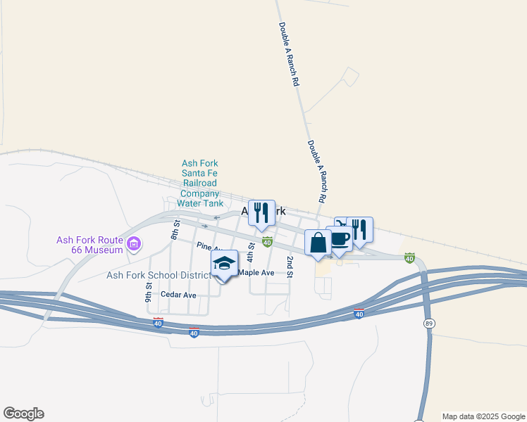 map of restaurants, bars, coffee shops, grocery stores, and more near in Ash Fork
