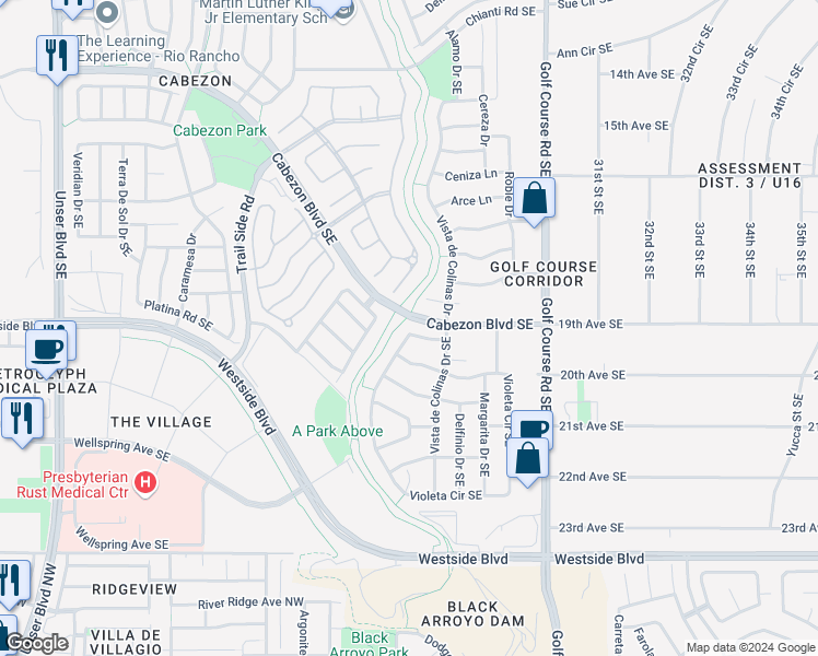 map of restaurants, bars, coffee shops, grocery stores, and more near 2032 Violeta Way Southeast in Rio Rancho