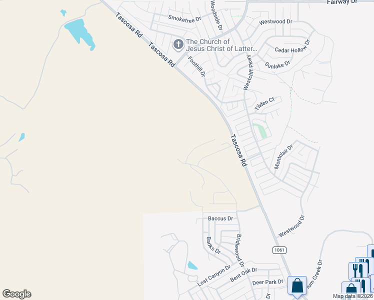 map of restaurants, bars, coffee shops, grocery stores, and more near 2 Reserve Court in Amarillo