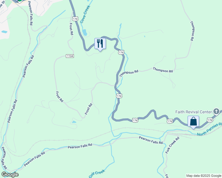 map of restaurants, bars, coffee shops, grocery stores, and more near 6555 U.S. 176 in Saluda