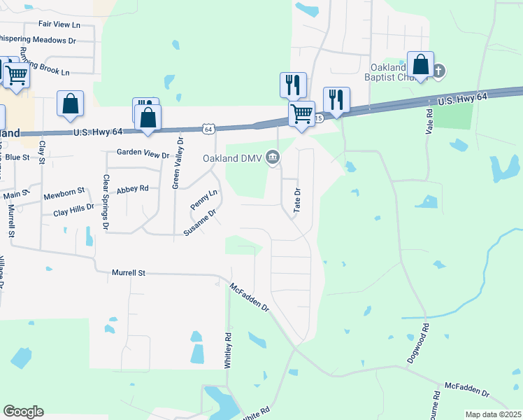 map of restaurants, bars, coffee shops, grocery stores, and more near 45 Caitlyn Geneva Cove in Oakland