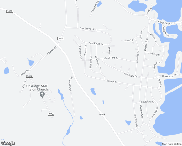 map of restaurants, bars, coffee shops, grocery stores, and more near 840 Blue Bird Drive in Vass