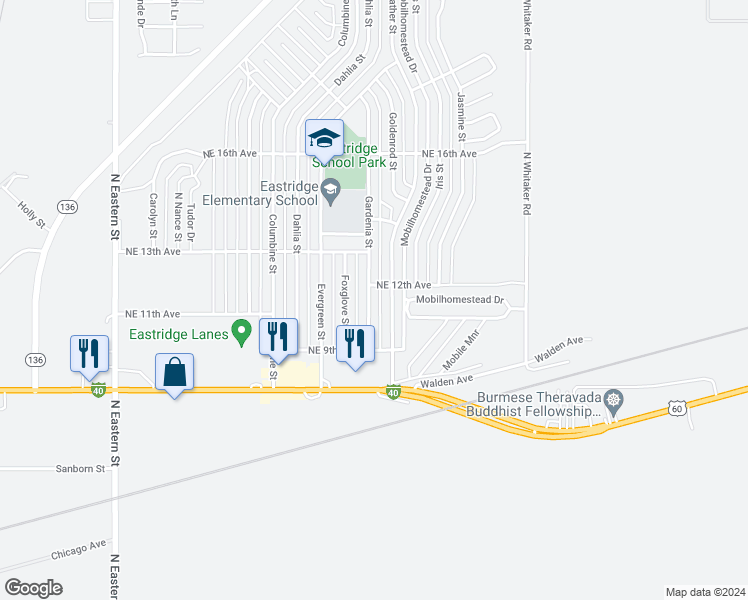 map of restaurants, bars, coffee shops, grocery stores, and more near 920 Gardenia Street in Amarillo