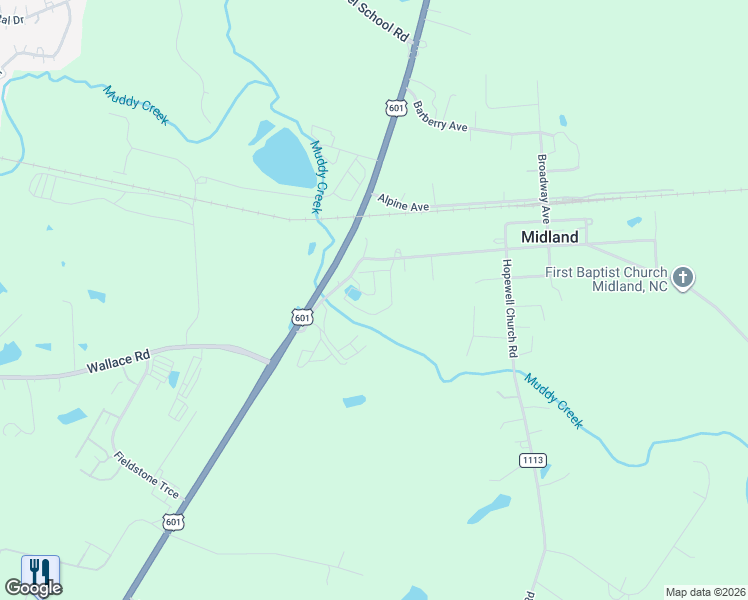 map of restaurants, bars, coffee shops, grocery stores, and more near 3990 Garmon Mill Road in Midland