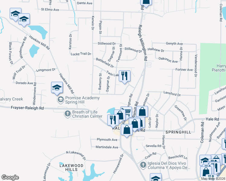map of restaurants, bars, coffee shops, grocery stores, and more near 4017 Timberwood Drive in Memphis