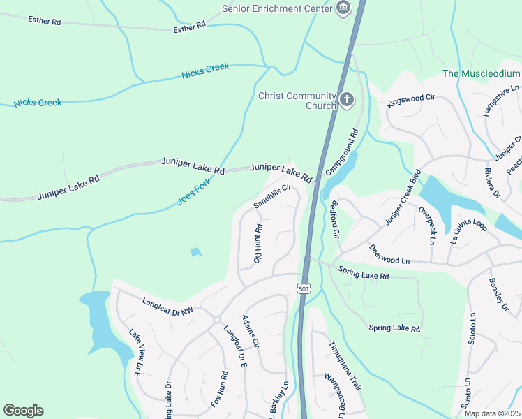 map of restaurants, bars, coffee shops, grocery stores, and more near 315 Sandhill Circle in Pinehurst