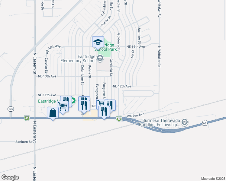 map of restaurants, bars, coffee shops, grocery stores, and more near 913 Heather Street in Amarillo