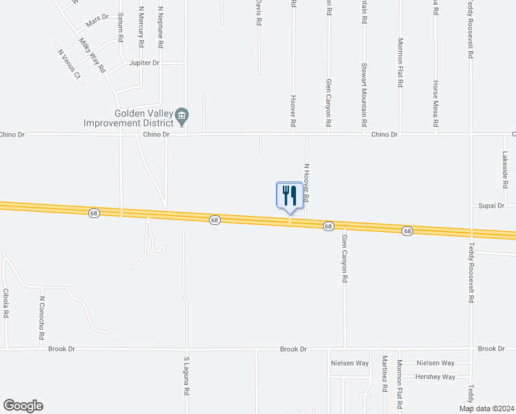 map of restaurants, bars, coffee shops, grocery stores, and more near 6883 Arizona 68 in Golden Valley
