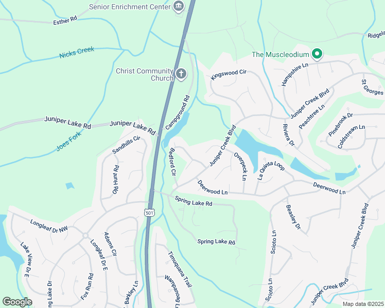 map of restaurants, bars, coffee shops, grocery stores, and more near 31 Bedford Circle in Pinehurst
