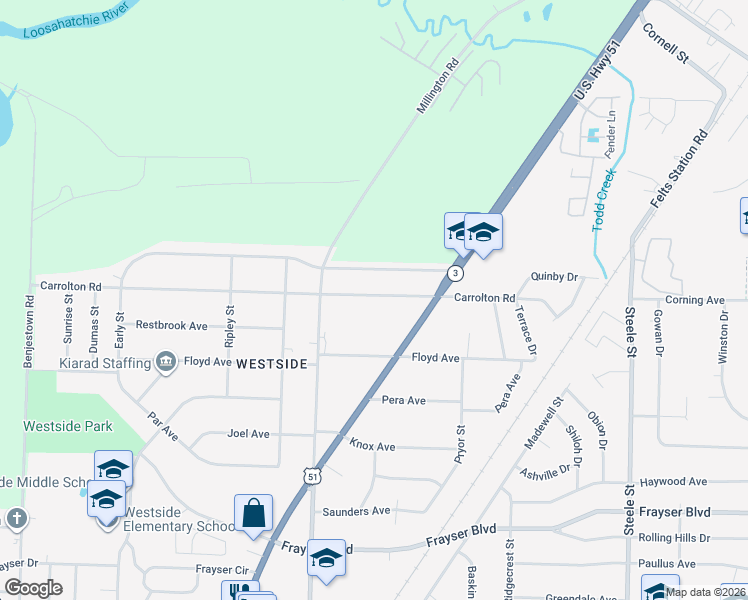 map of restaurants, bars, coffee shops, grocery stores, and more near 1145 Creston Avenue in Memphis