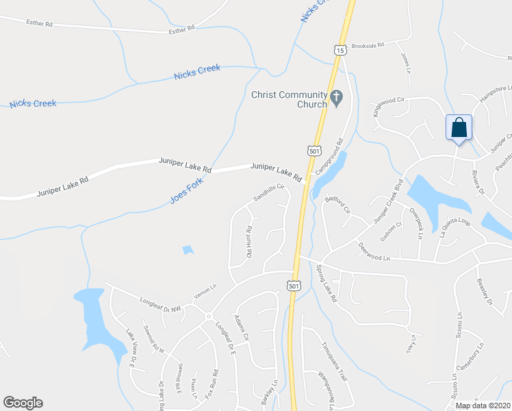 map of restaurants, bars, coffee shops, grocery stores, and more near 305 Sandhill Circle in Pinehurst