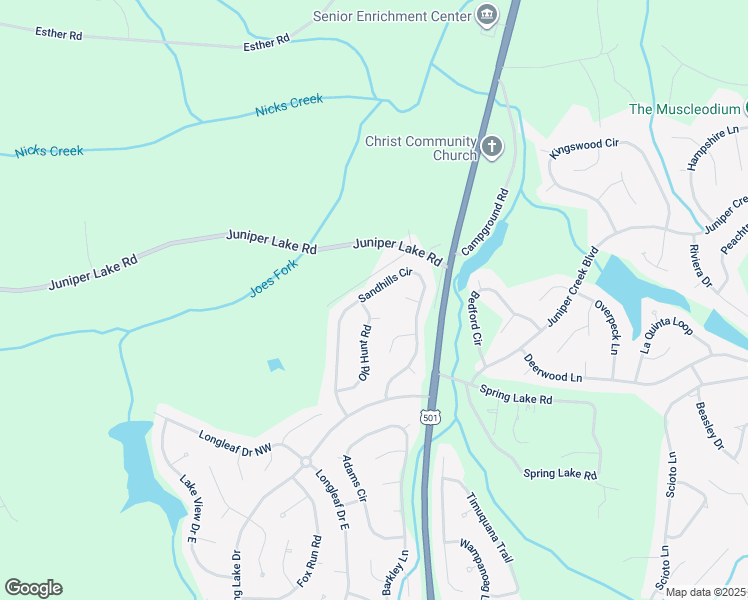 map of restaurants, bars, coffee shops, grocery stores, and more near 305 Sandhills Circle in Pinehurst