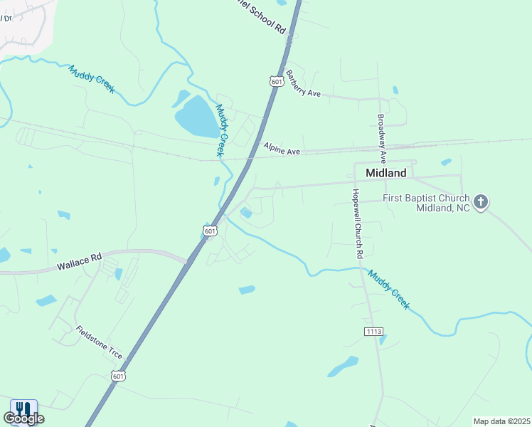 map of restaurants, bars, coffee shops, grocery stores, and more near 14151 Clayborn Street in Midland